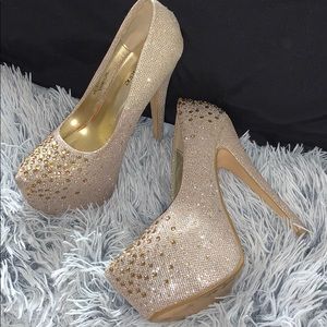 Gold platform heels
